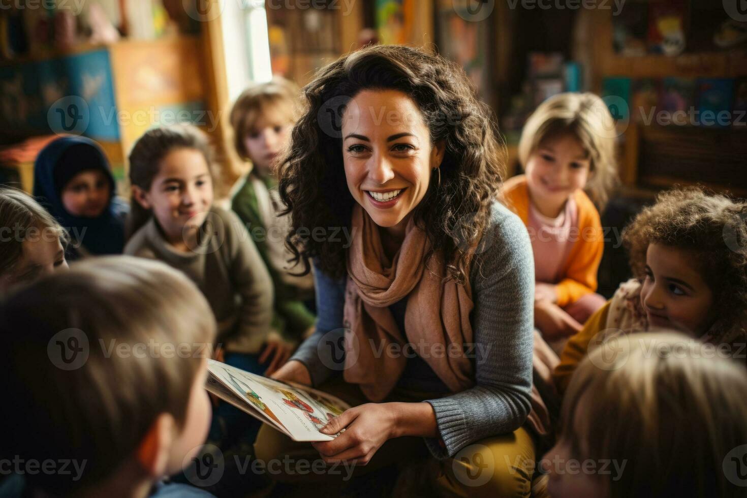 dynamisch Lehrer Erziehung vielfältig elementar Klasse foto