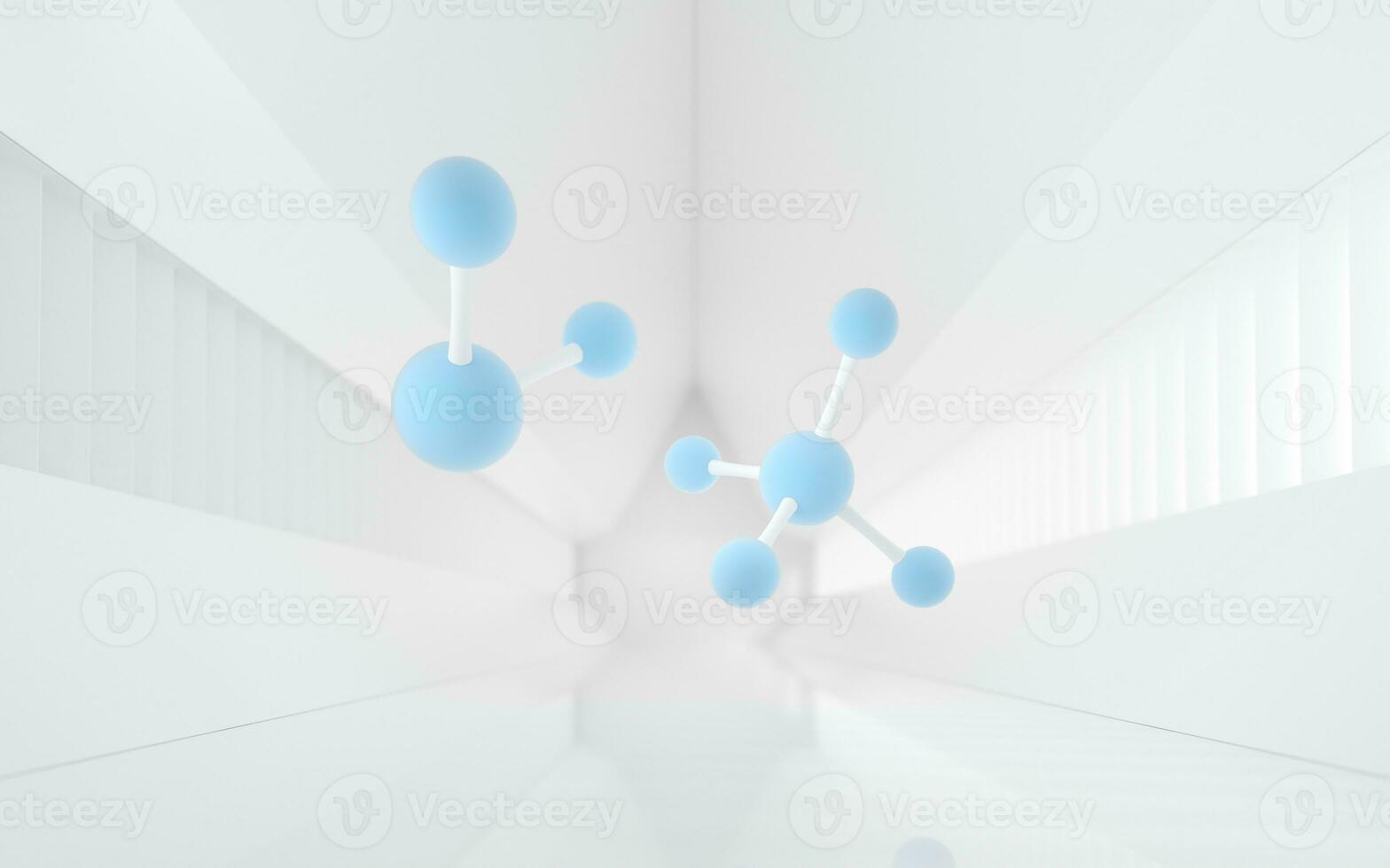 Molekül mit Weiß Hintergrund, 3d Wiedergabe. foto