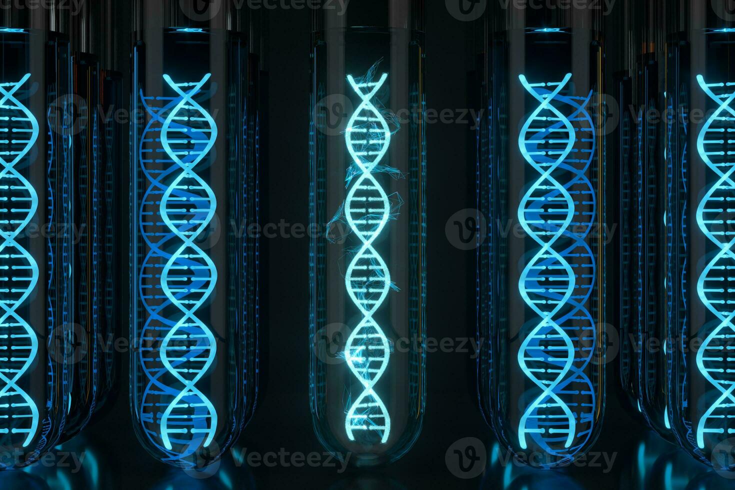 Prüfung Tube und Chromosomen, DNA und Gene,3d Wiedergabe. foto