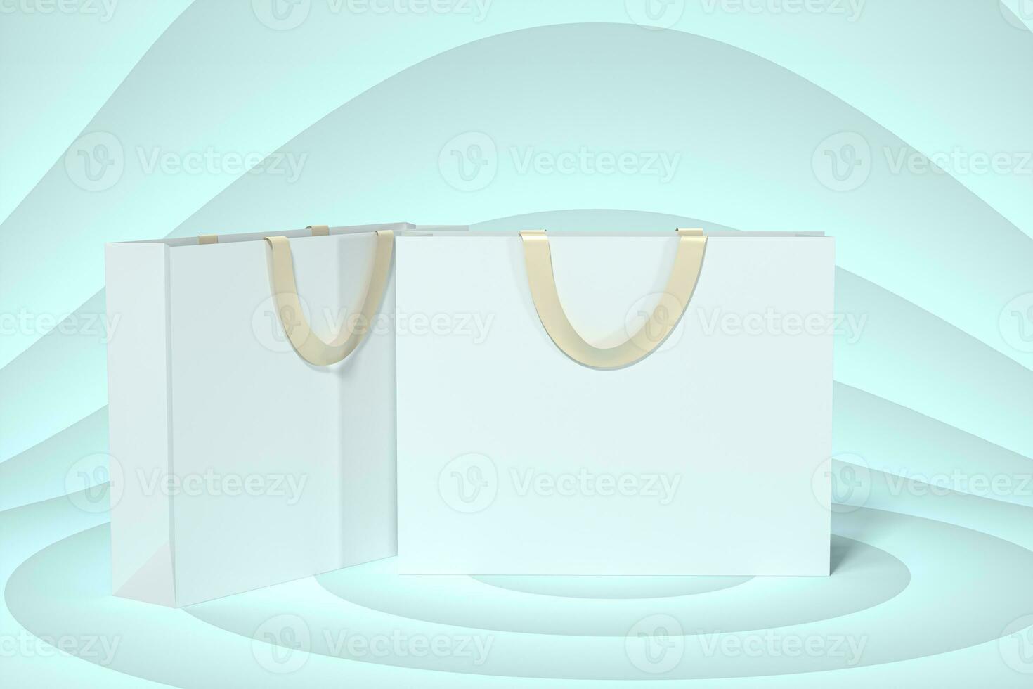 Papier Einkaufen Tasche, Produkt Verpackung, 3d Wiedergabe. foto