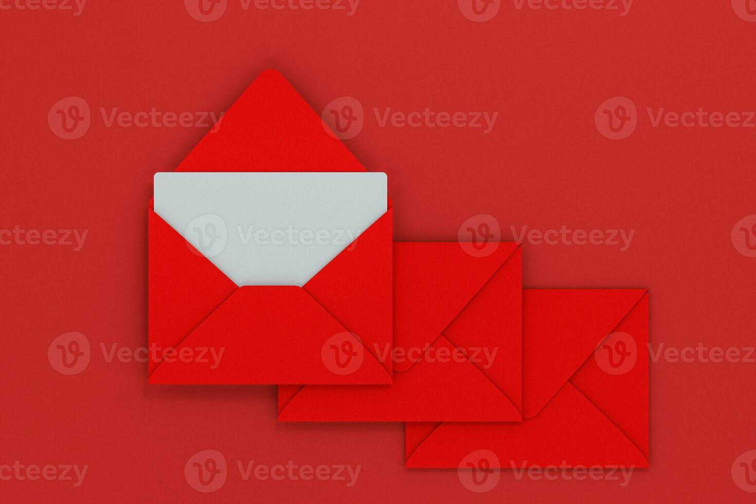 rot Paket mit rot Hintergrund, festlich Thema, 3d Rendern foto