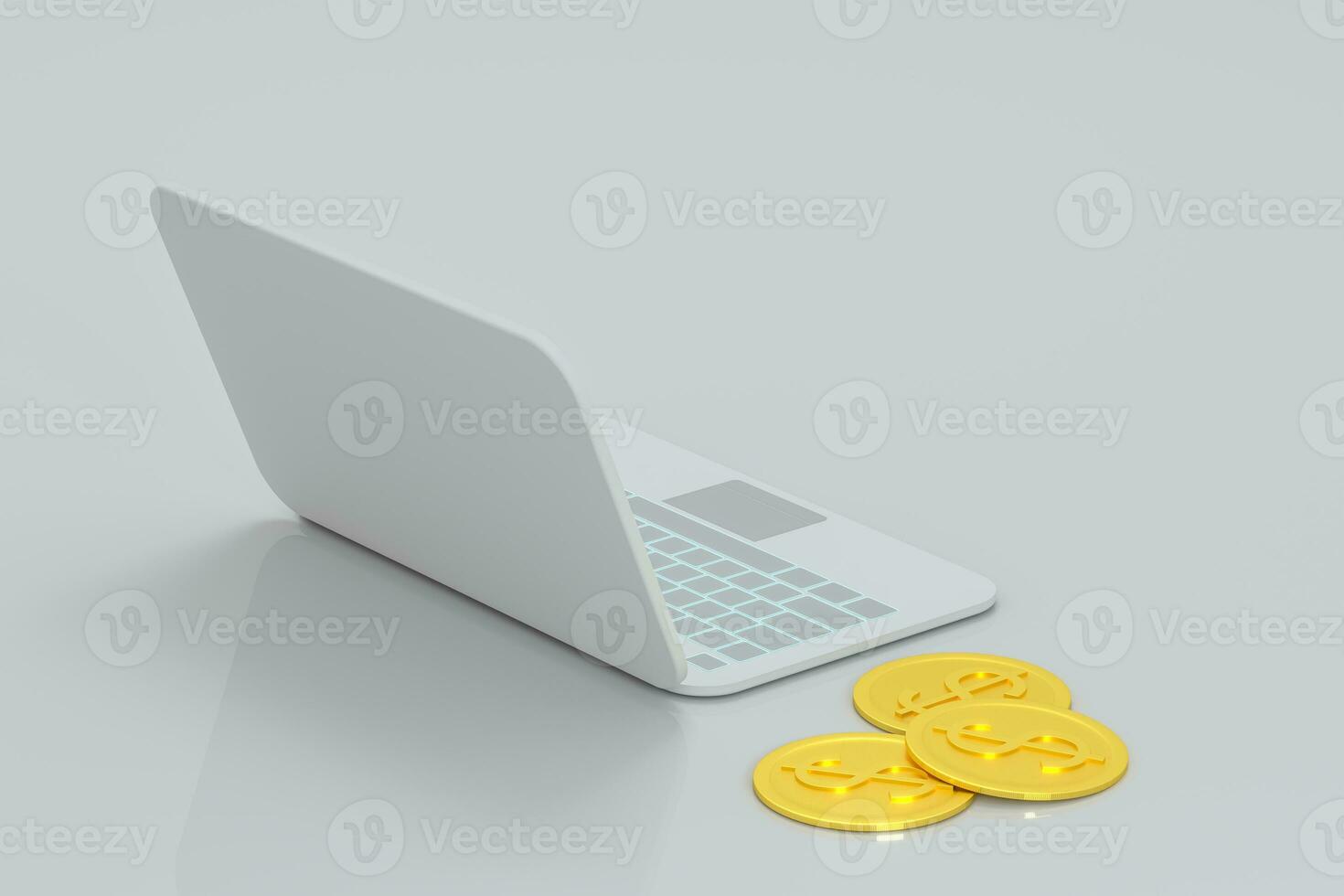 Laptop mit Weiß Hintergrund, technologisch Konzept, 3d Wiedergabe. foto