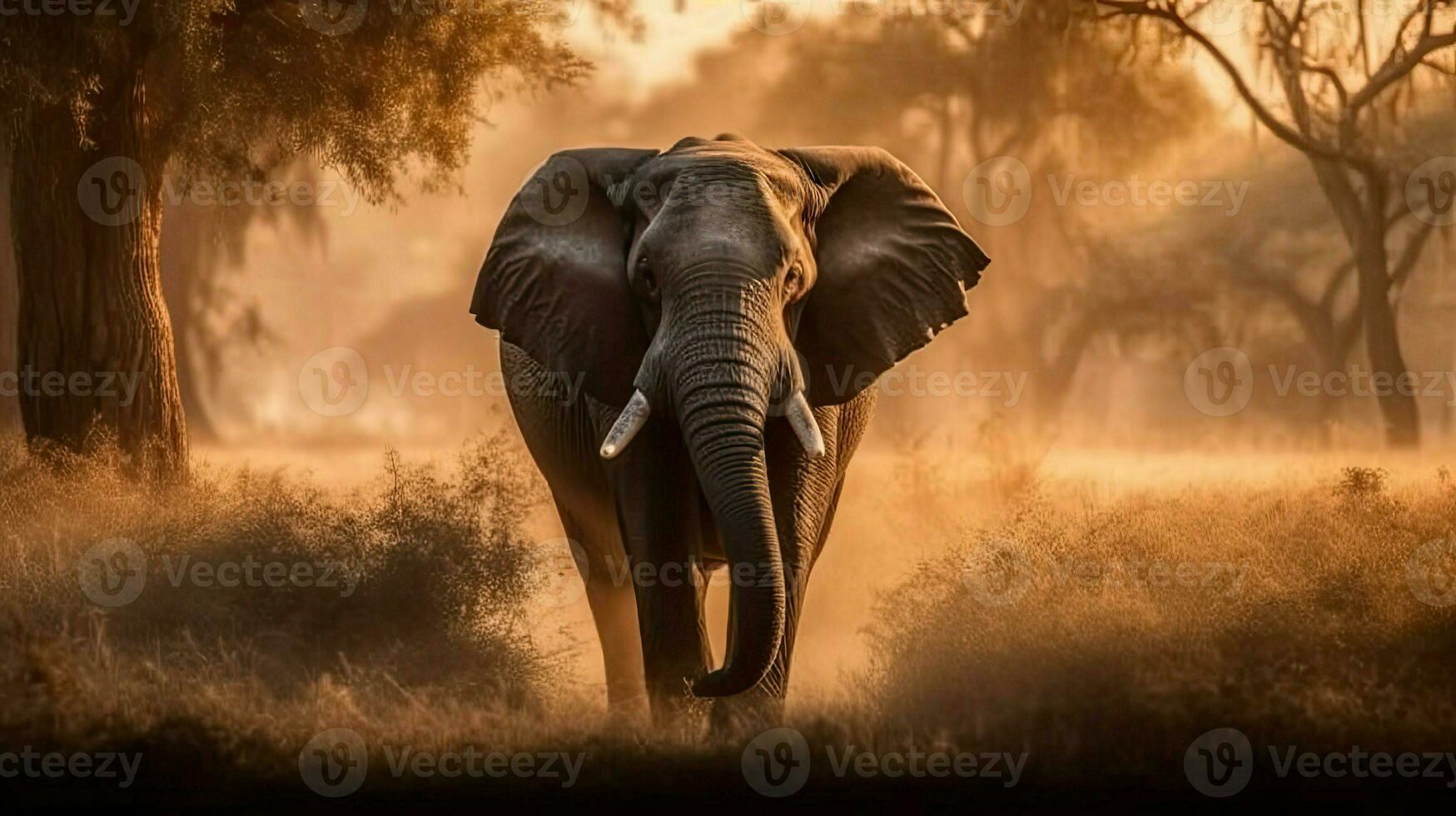 Elefant Stehen im das Savanne ai generativ foto