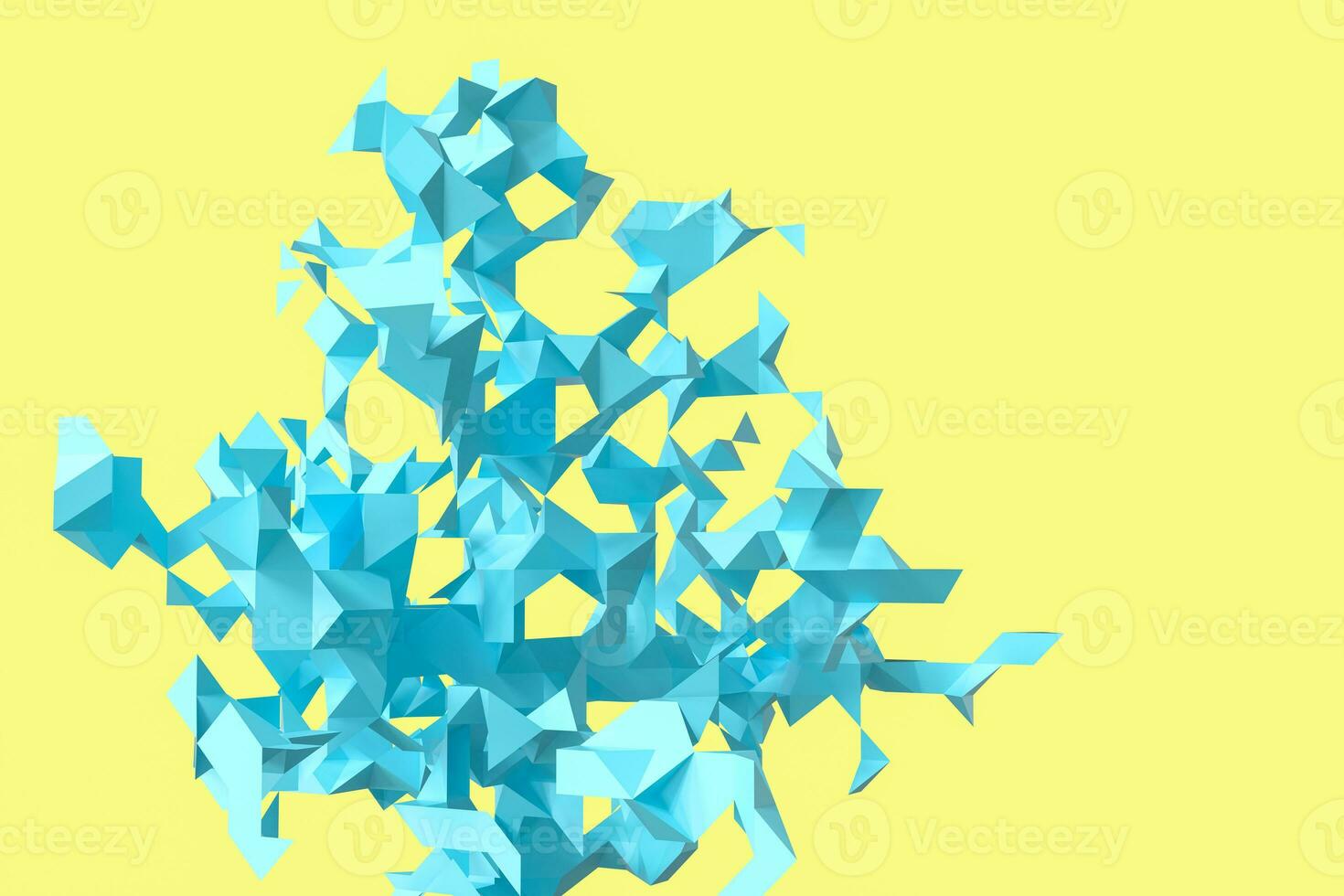 dreieckig Papier mit kreativ Formen, 3d Rendern foto