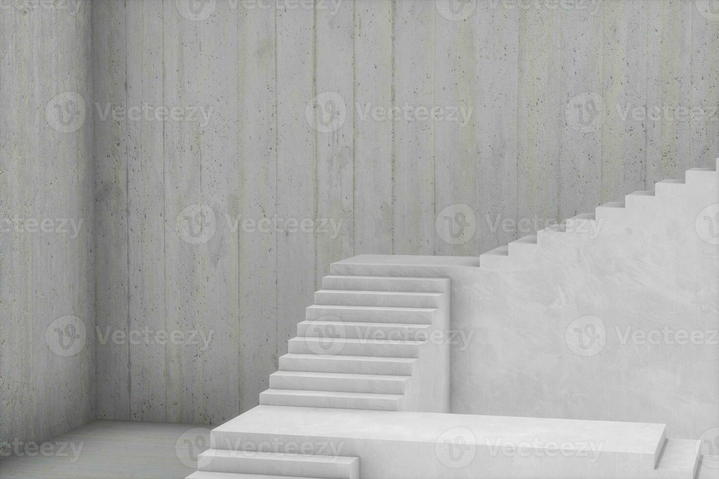 das Treppe im das Tageslicht mit Weiß Hintergrund, 3d Wiedergabe. foto