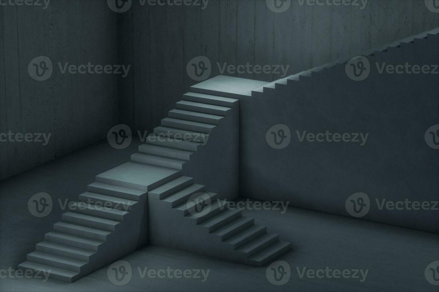das Treppe im das dunkel Keller, 3d Wiedergabe. foto
