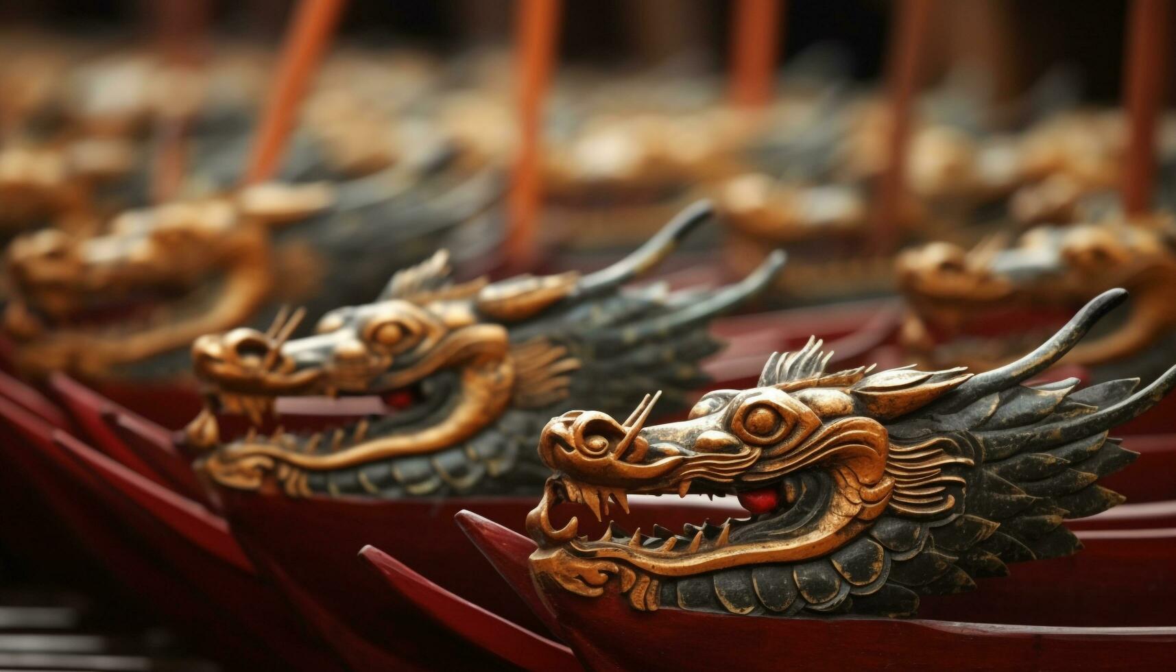 Drachen Statue symbolisiert Spiritualität im uralt Chinesisch Kultur und Religion generiert durch ai foto