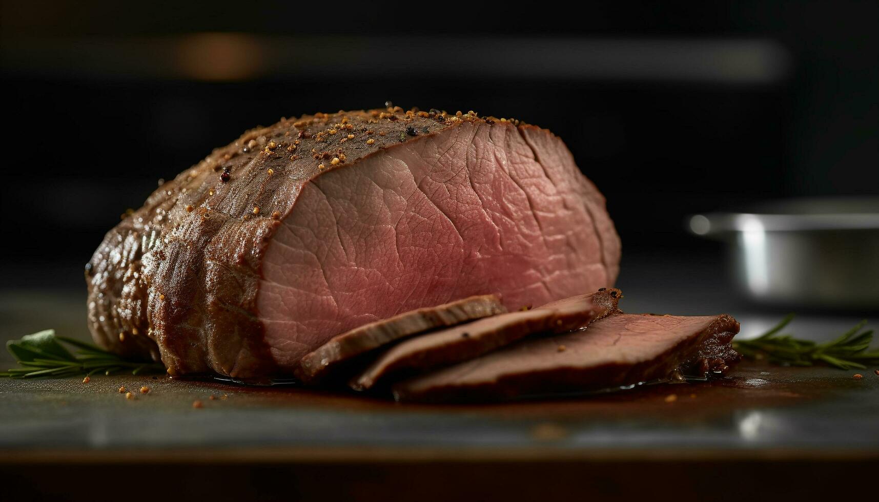 Frische und Zärtlichkeit von gegrillt Steak, ein Gourmet Mahlzeit drinnen generiert durch ai foto