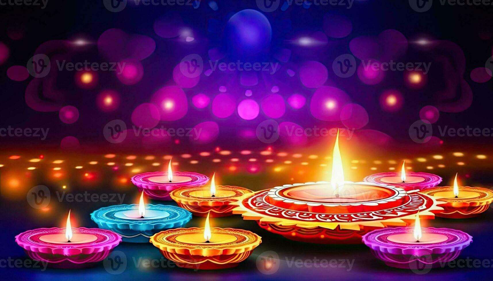 beschwingt Diwali Festival Beleuchtung - - feiern mit Farbe - - generativ ai foto