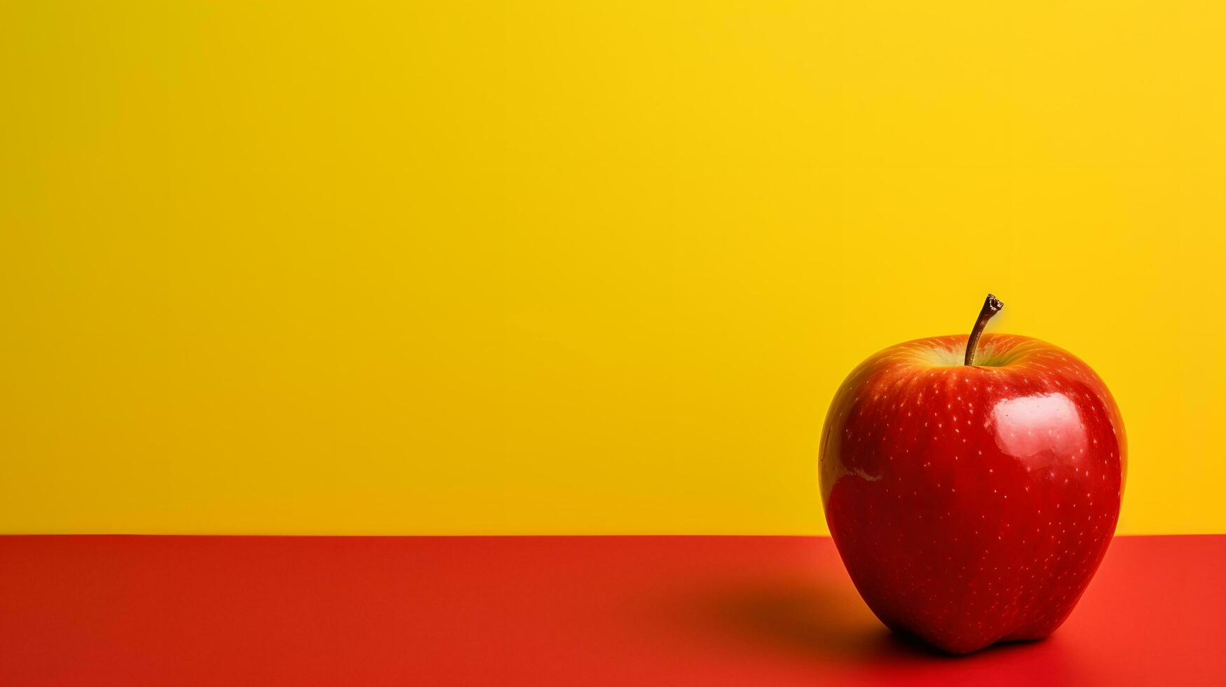 Apfel auf Farbe Hintergrund mit Exemplar. foto