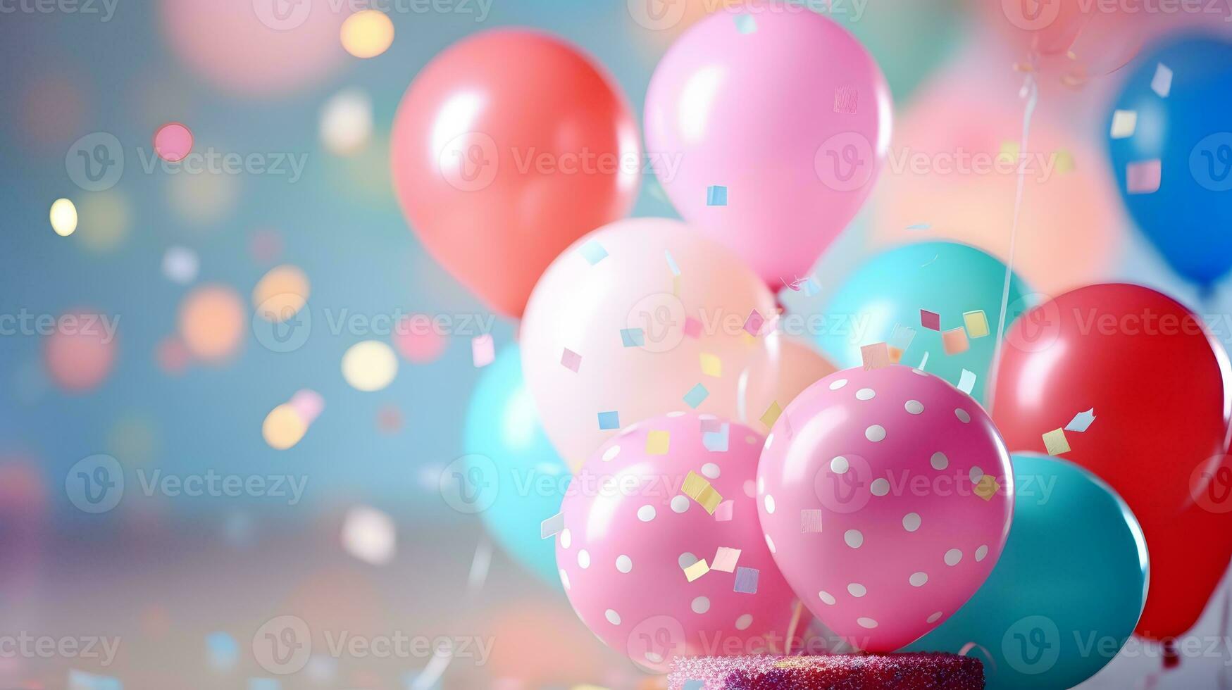 Geburtstag Tasse Kuchen mit Luftballons Hintergrund foto