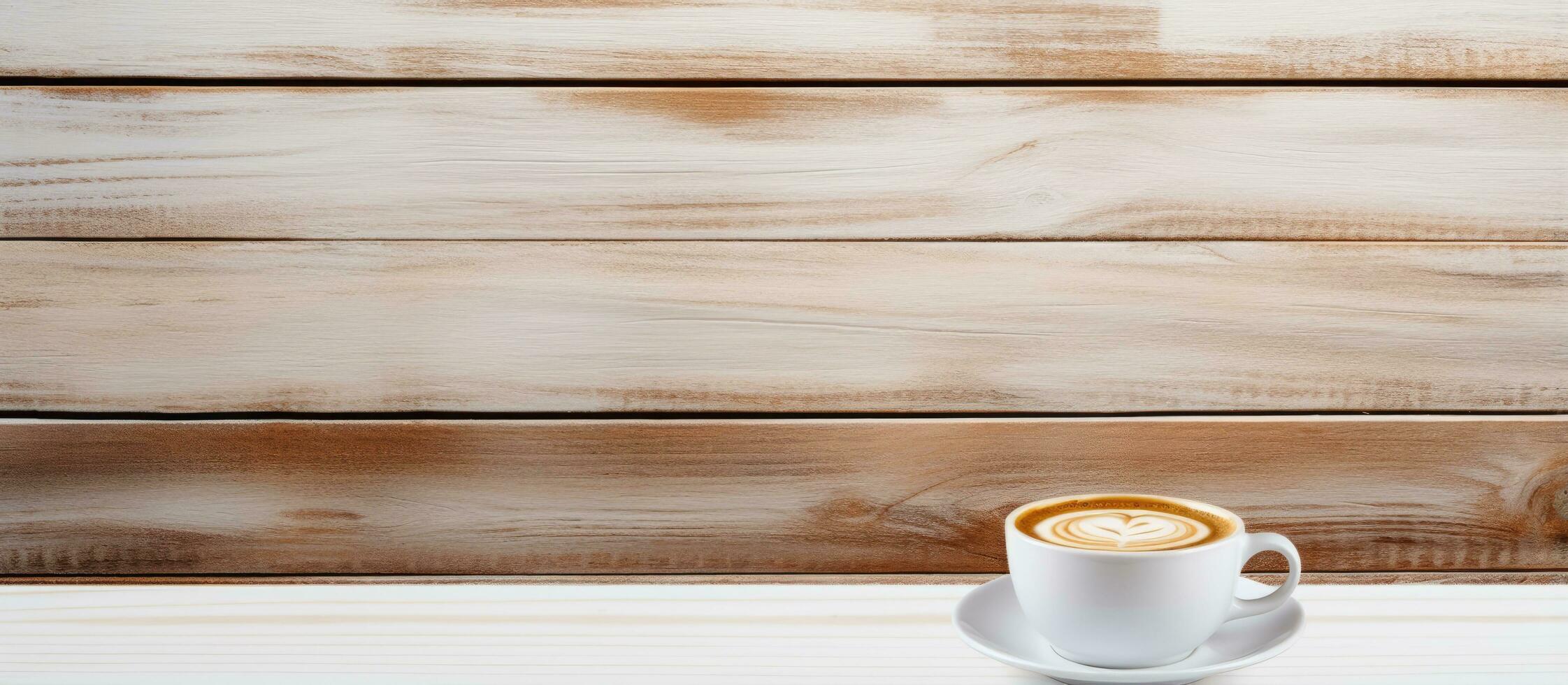 Foto von Kaffee auf Weiß Holz Mauer