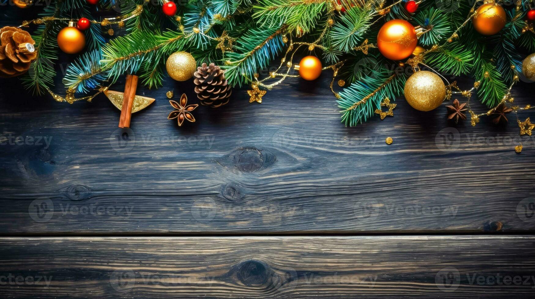 festlich Weihnachten Elemente - - Baum Bälle und Zapfen - - generativ ai foto