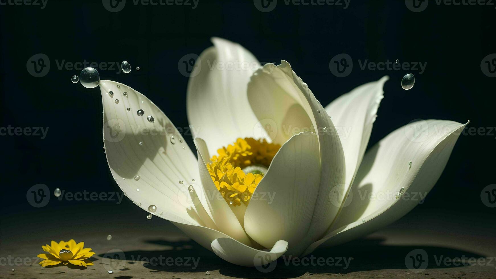 Wasser Tröpfchen auf ein schön Blume auf ein Tautropfen Makro Fotografie ai generiert foto