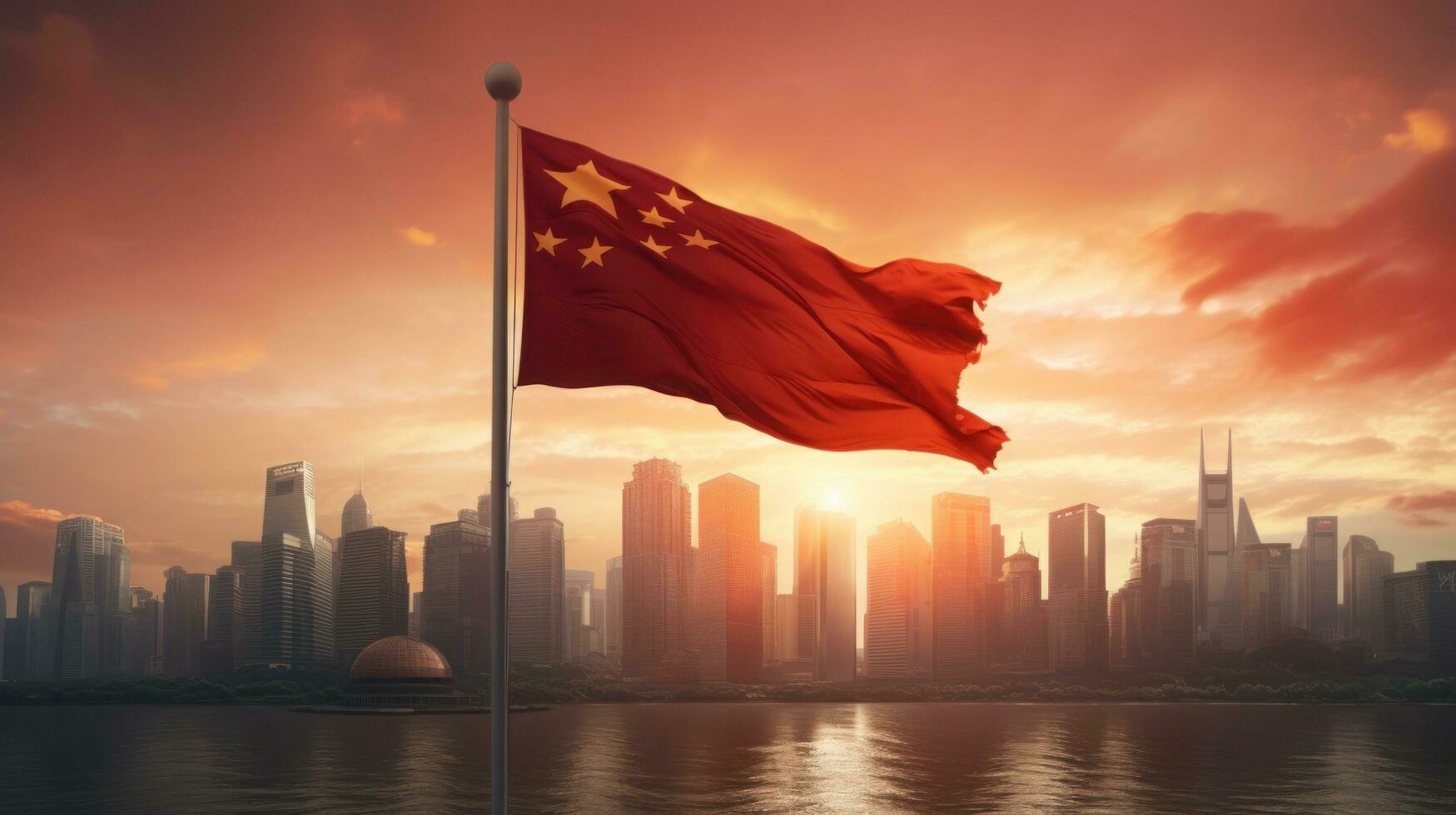 Chinesisch National Flagge, das National Tag von das Menschen Republik von China auf Oktober 31., Jahrestag von das Chinesisch Menschen und das großartig Feier von das Menschen Republik von china.generativ ai foto