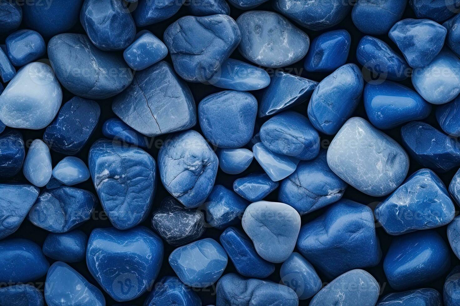 Kieselsteine Steine Hintergrund mit Blau getönt. ai generiert foto