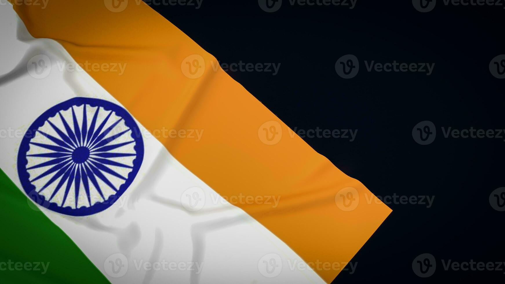 das Indien Flagge auf schwarz Hintergrund 3d Rendern foto