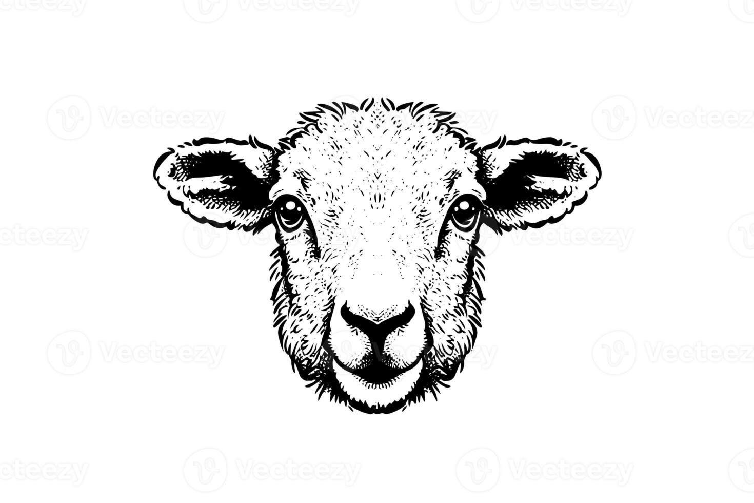süß Schaf oder Lamm Kopf Gravur Stil Vektor Illustration. realistisch Bild. foto