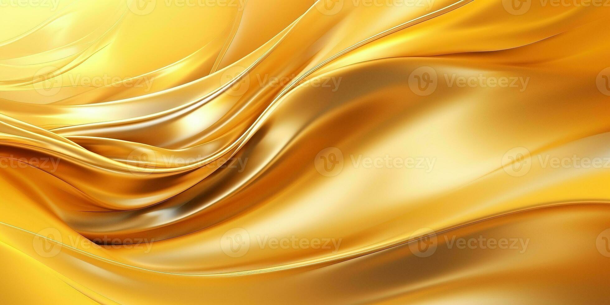 golden Flüssigkeit Hintergrund. Flüssigkeit Gelb Metall Hintergrund. Glanz Strudel Gold Textur. 3d wellig fließen Abstraktion. foto