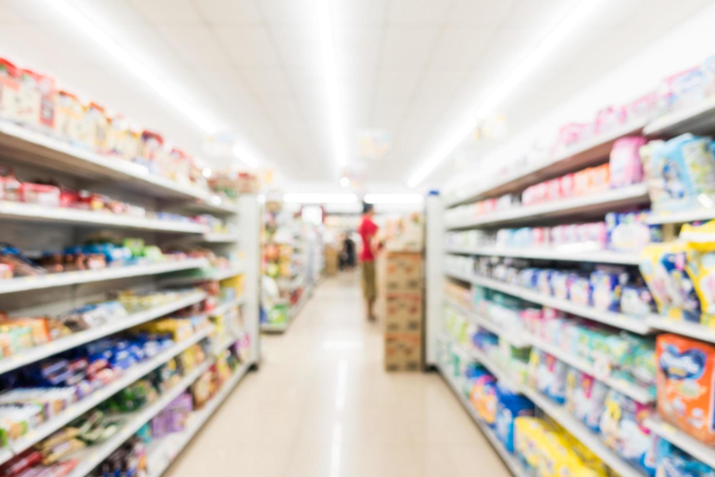 abstrakte Unschärfe und defokussiertes Interieur von Supermarkt und Convenience Store foto