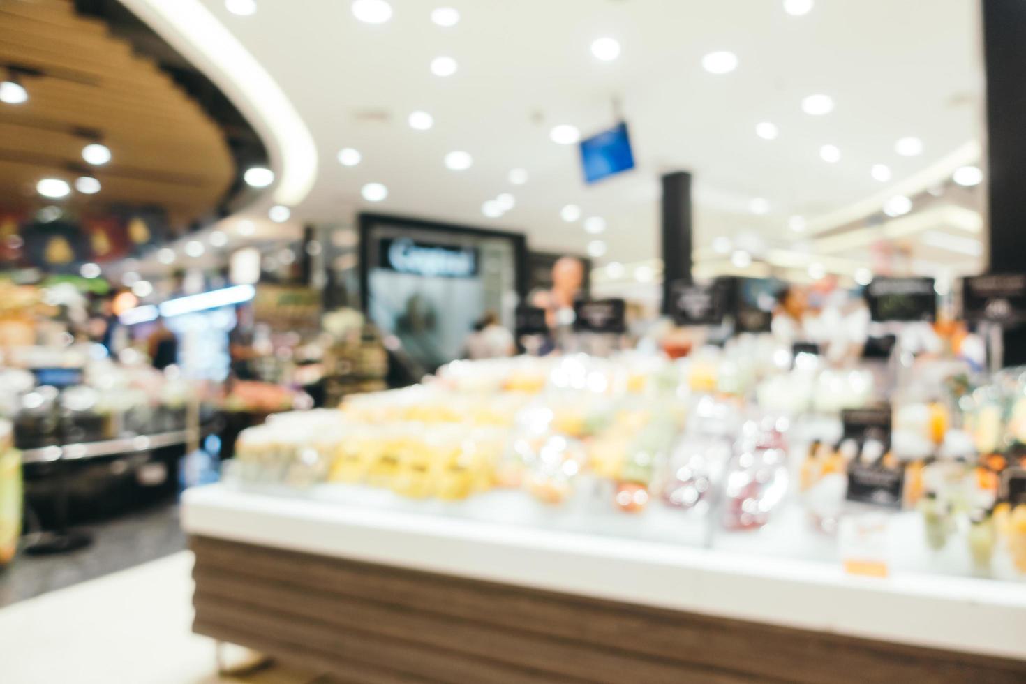 abstrakter Unschärfe-Supermarkt im Einkaufszentrum und im Laden foto