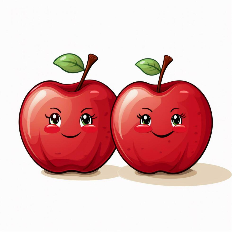 Karikatur Apfel Lächeln auf Weiß Hintergrund foto
