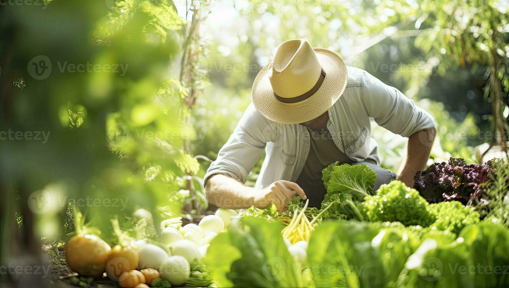 Farmer Arbeiten im Gemüse Garten Zusammengehörigkeit Konzept foto