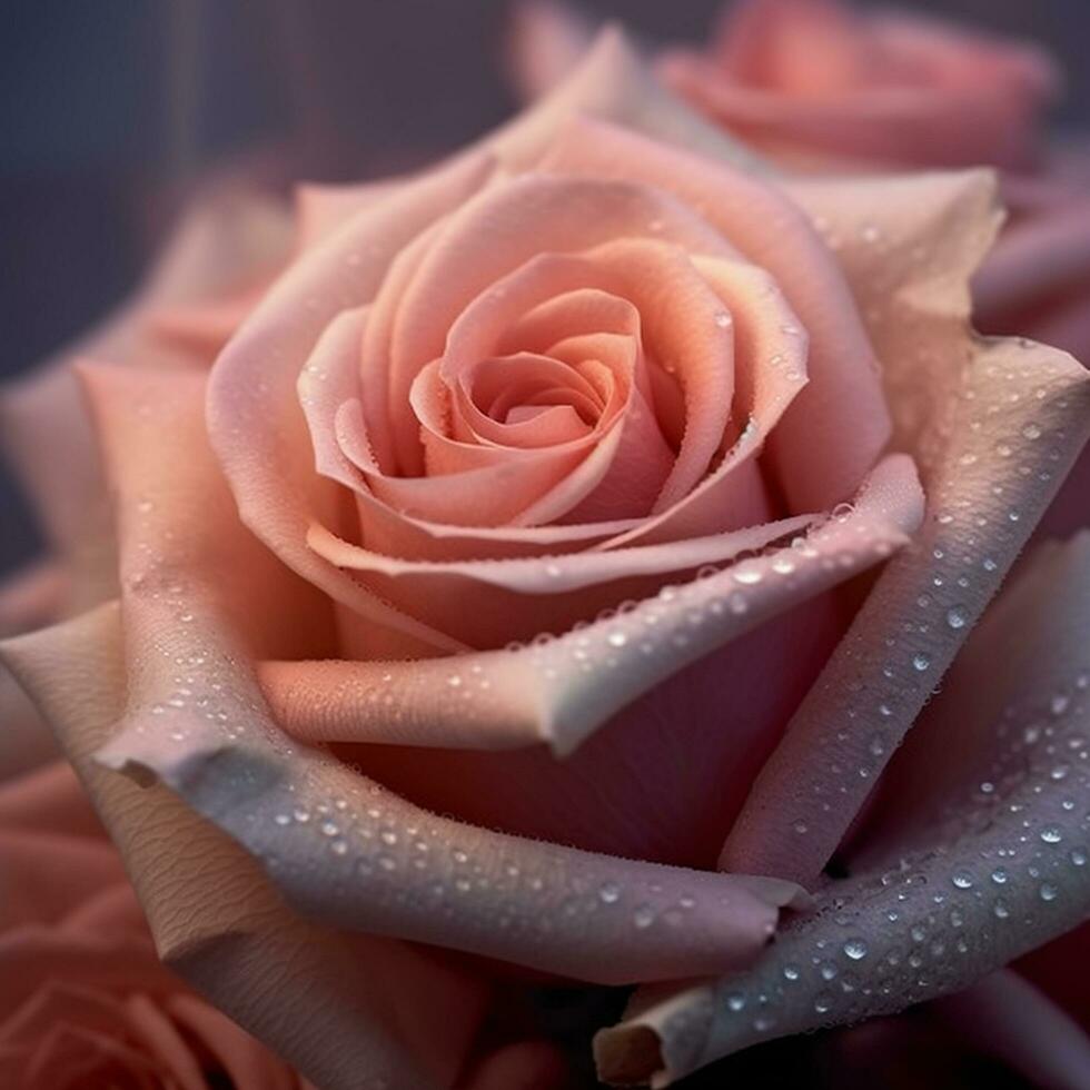 fesselnd Nahansicht von ein lebendig Rosa Rose blühen der Natur Schönheit aufgedeckt - - ai generiert foto