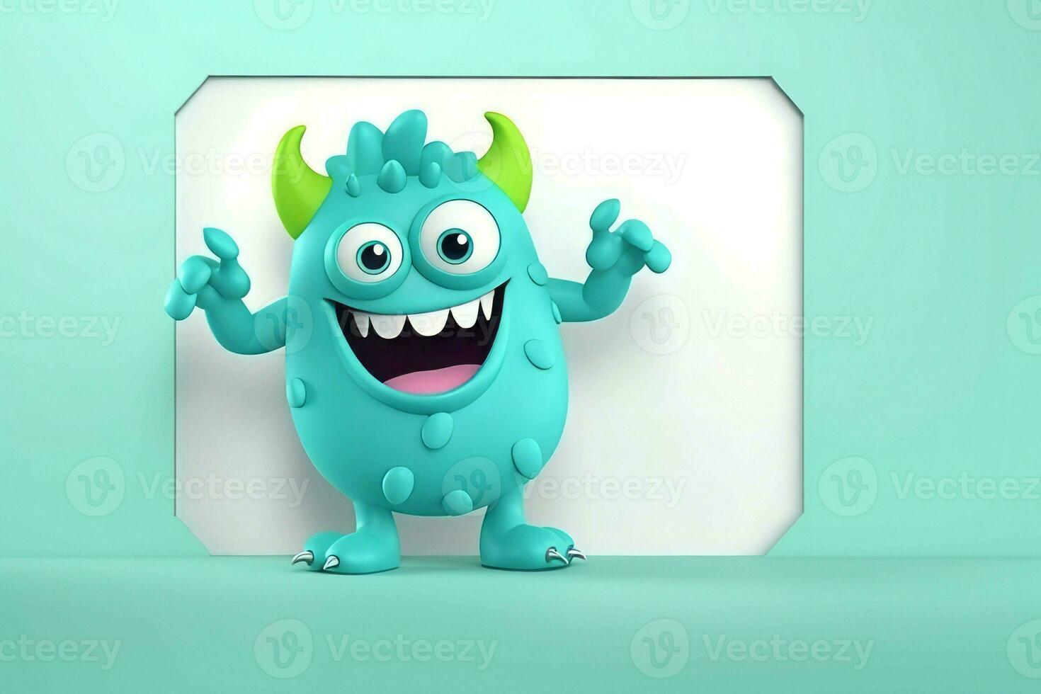 süß Monster- 3d auf Banner. generieren ai foto