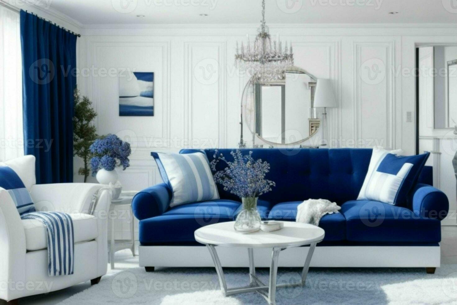 modern Leben Zimmer Design mit komfortabel Sofa und elegant Dekoration foto