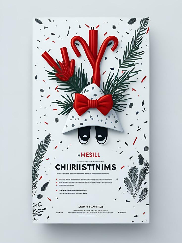 glücklich Weihnachten Flyer Design, generativ ai foto