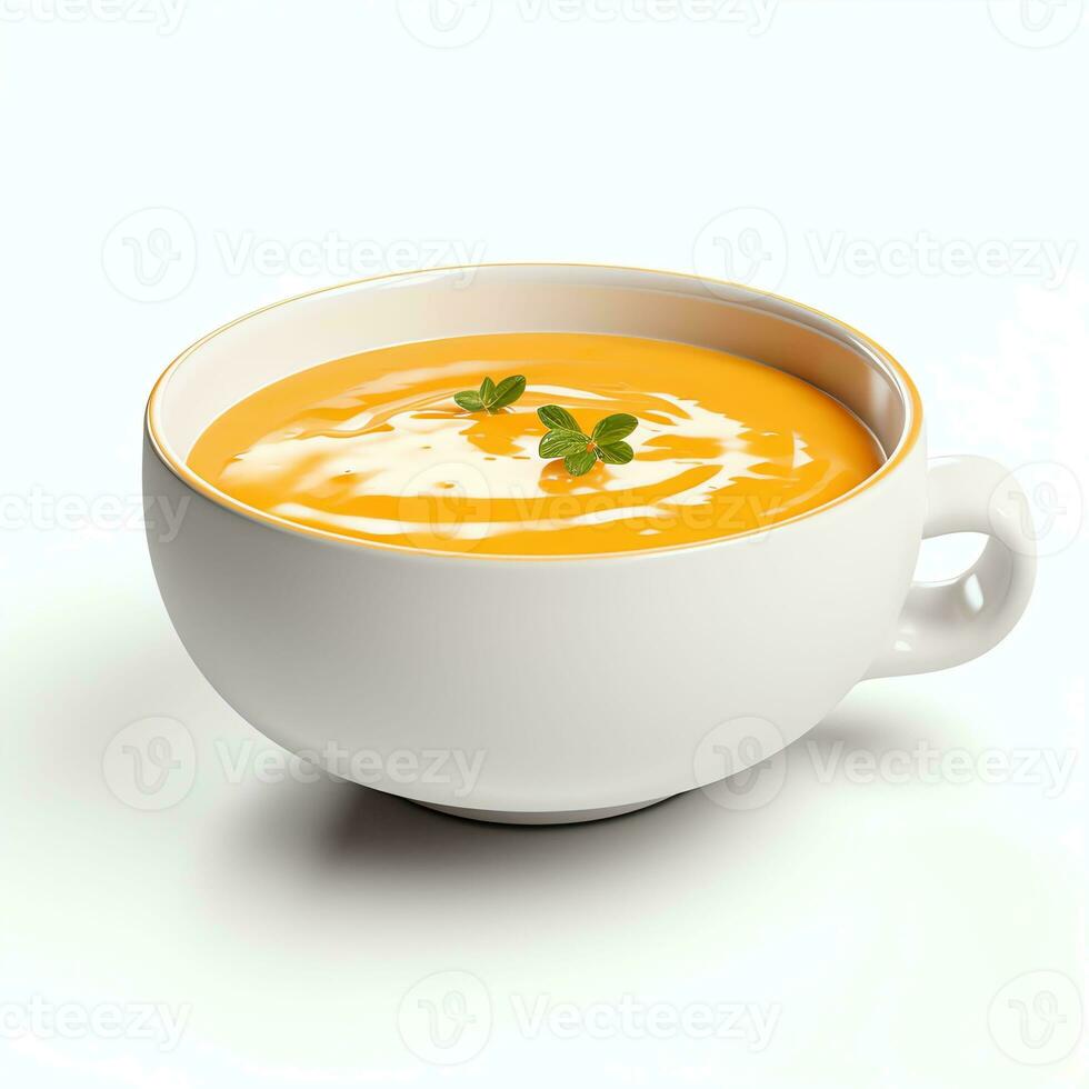 Suppe auf Weiß Hintergrund Ultra realistisch Fotografie foto