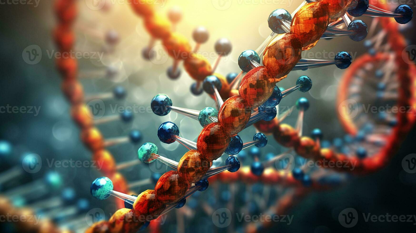 Makro Aussicht Molekül von DNA Illustration. generativ ai foto