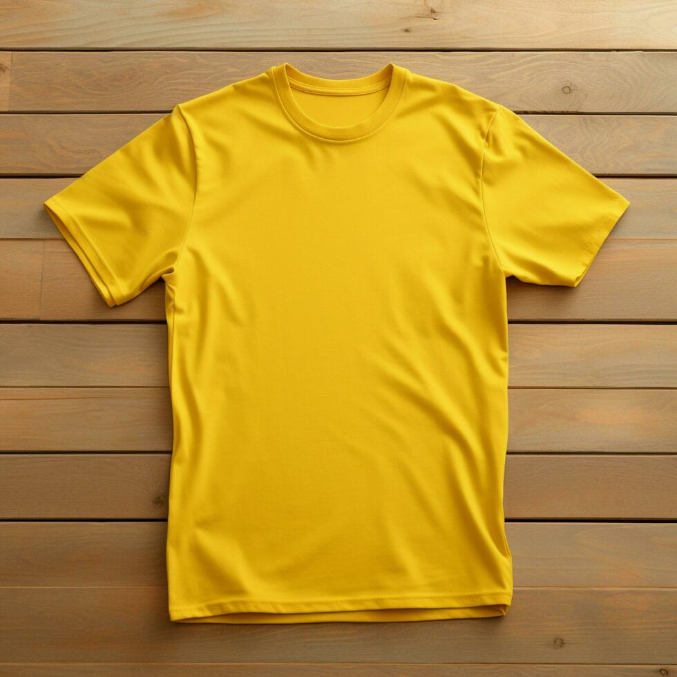 ai generativ hoch Qualität leer T-Shirt im Gelb Farbe, perfekt zu erstellen Attrappe, Lehrmodell, Simulation Vorschau foto