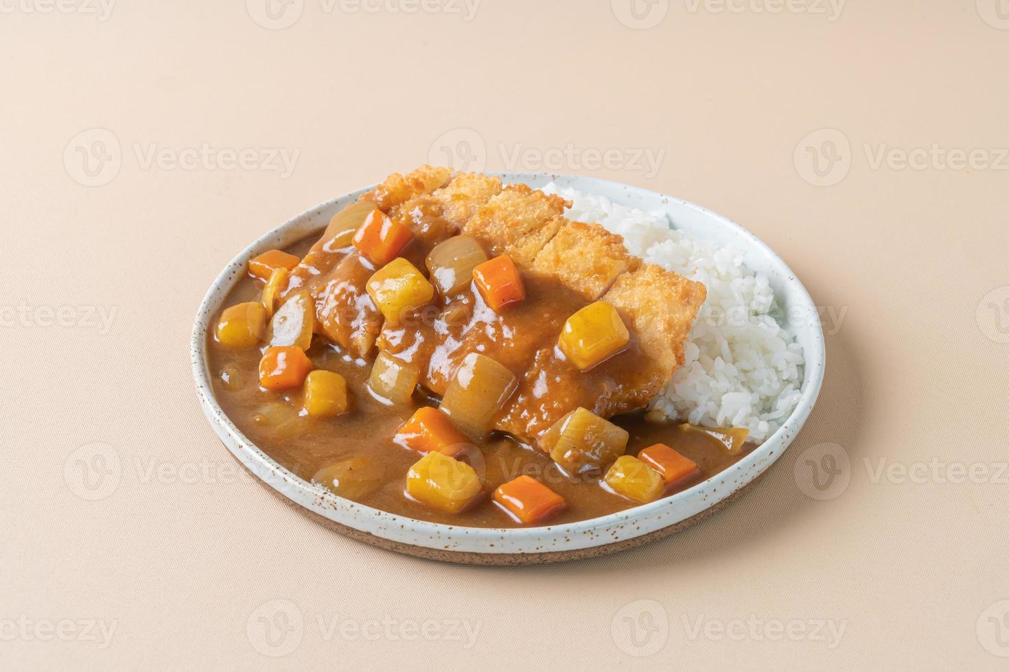 gebratenes Hähnchenschnitzel Curry mit Reis nach japanischer Art foto