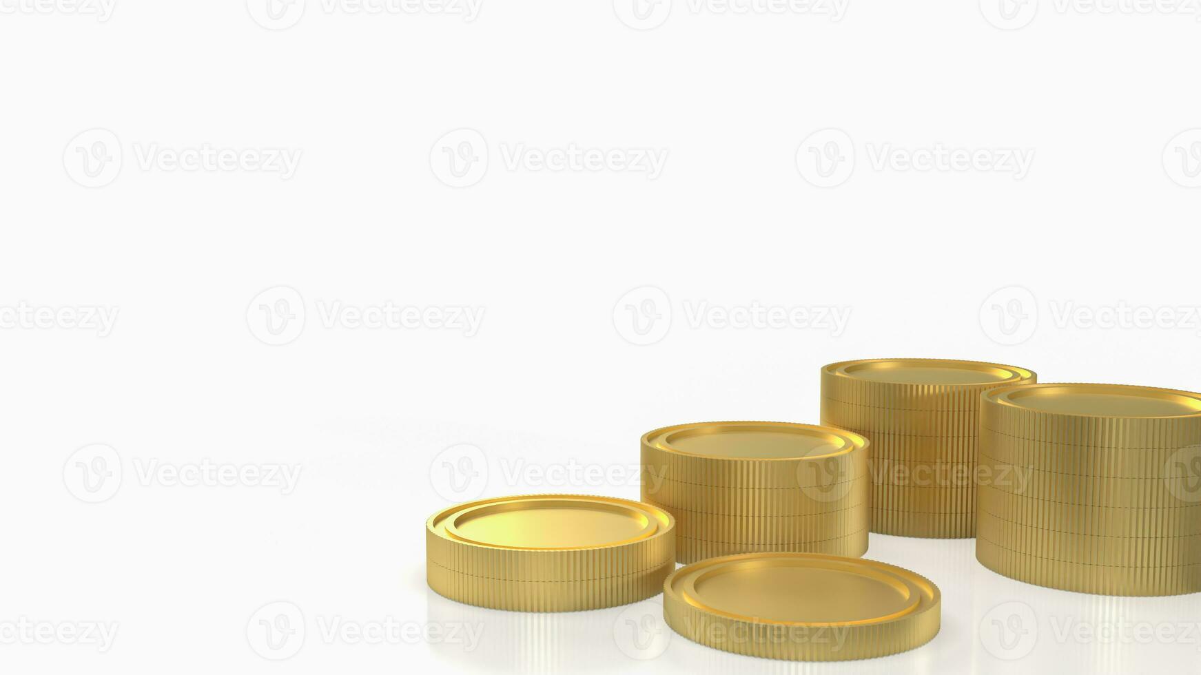das Gold Münzen auf Weiß Hintergrund 3d Rendern foto
