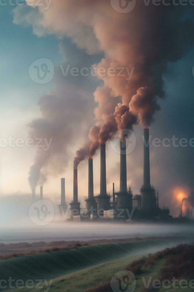 Rauchen Schornsteine Umwelt Verschmutzung von Industrie, foto