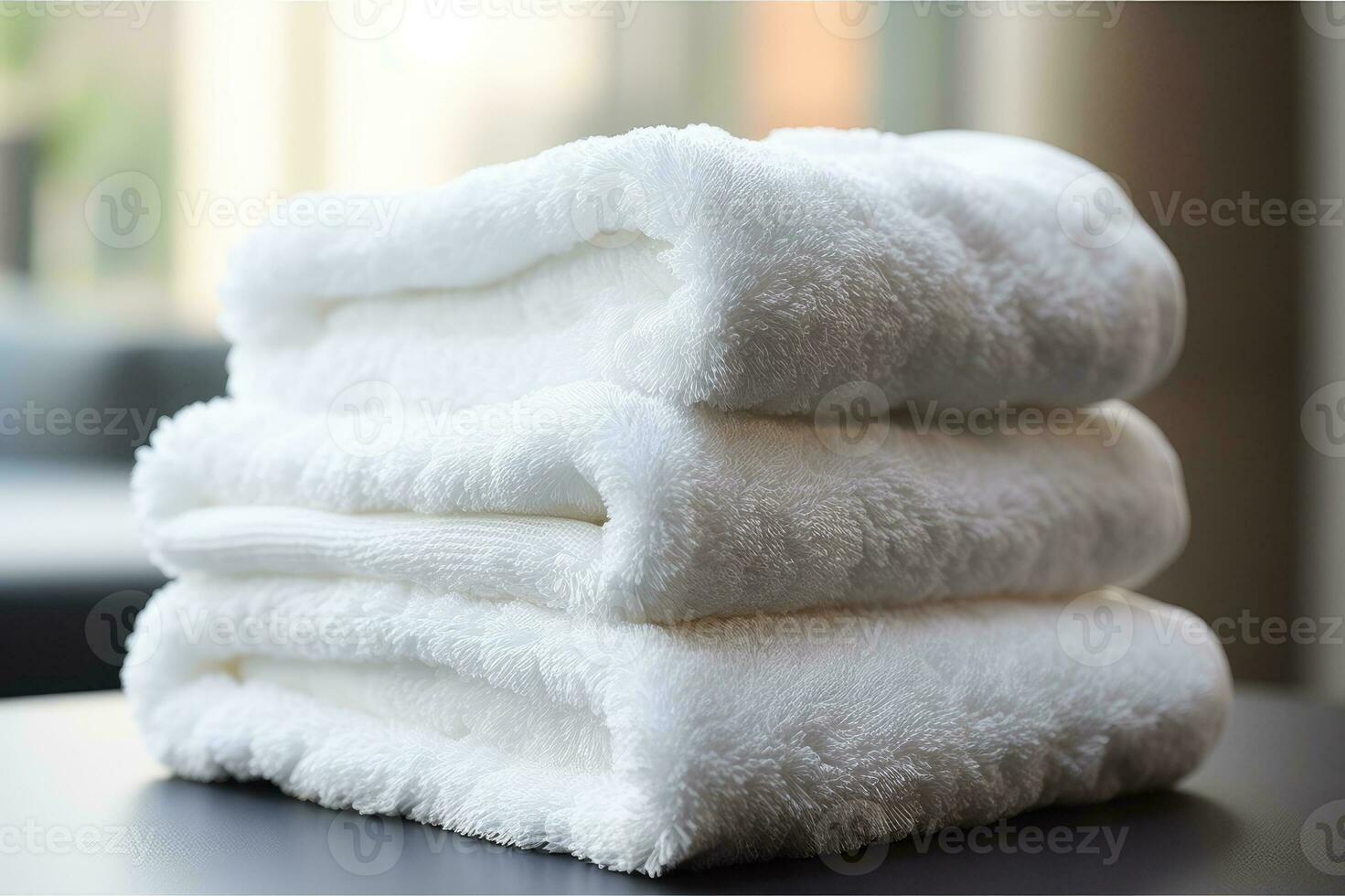 einstellen von flauschige sauber Handtücher verfügbar zum Gast verwenden. foto