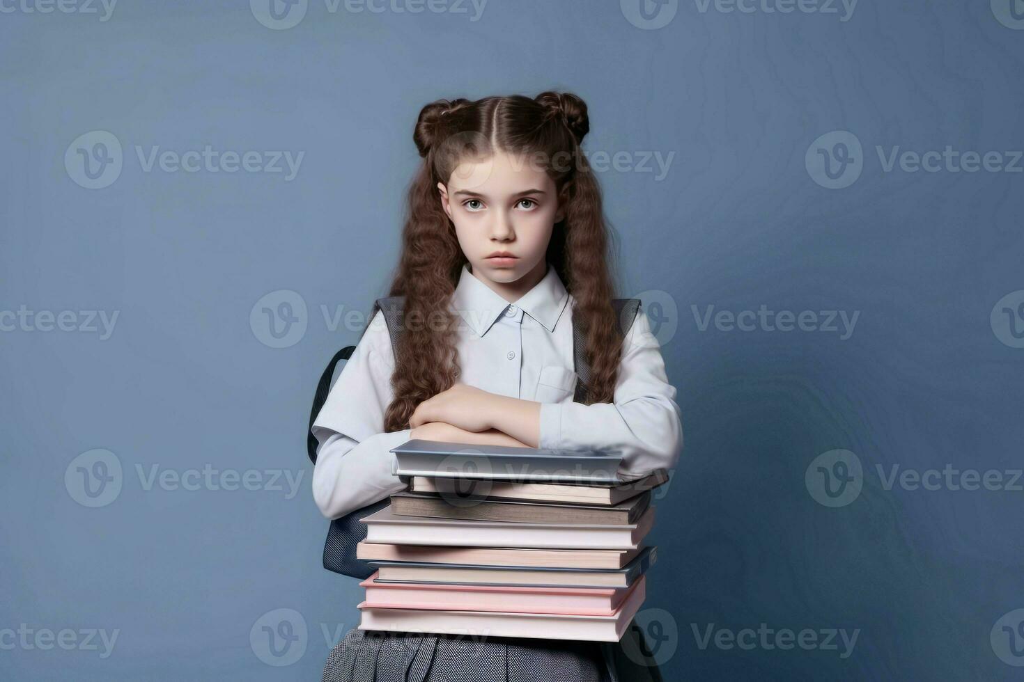 Schülerin Bücher lesen. generieren ai foto