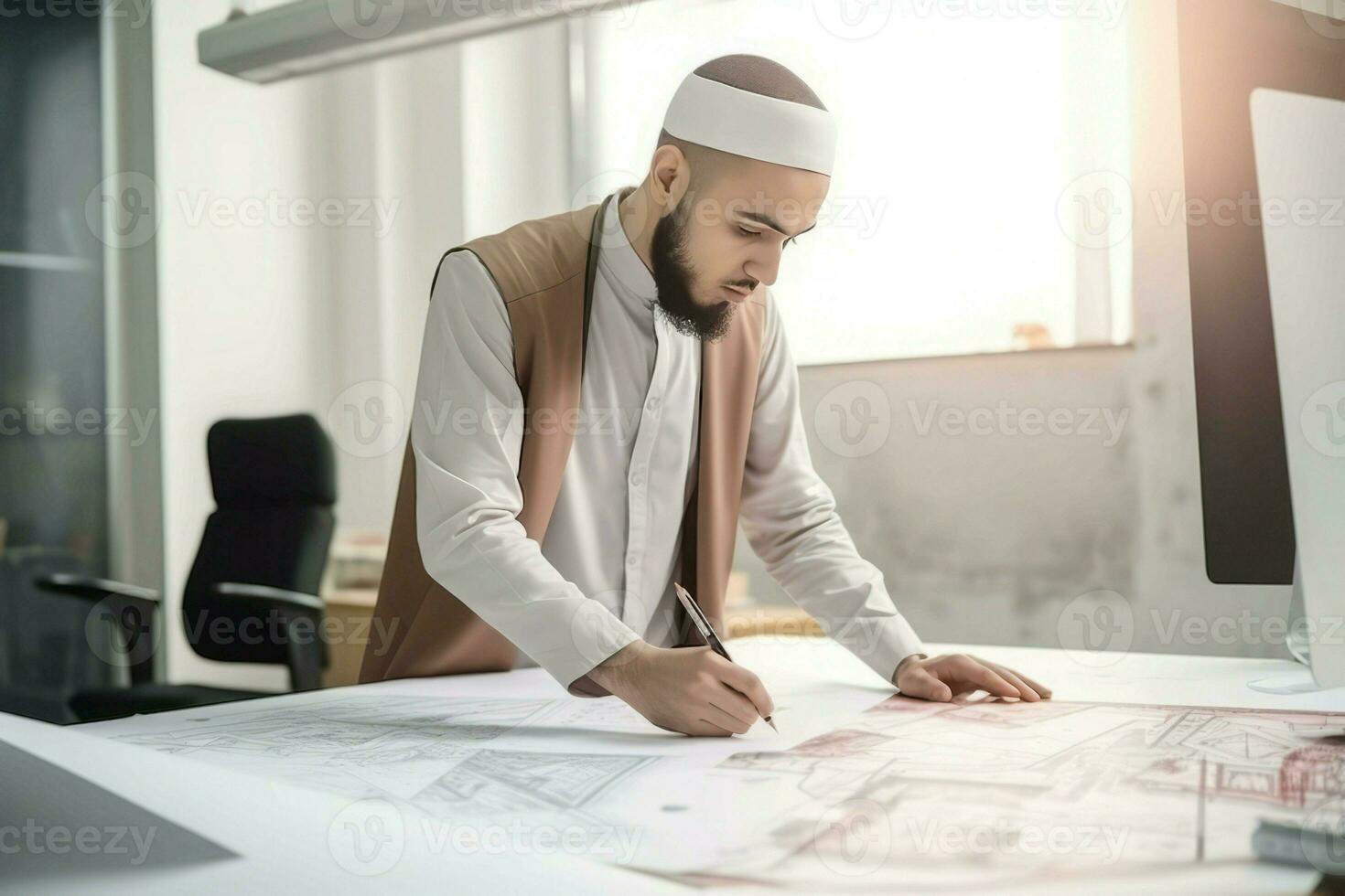 kreativ Muslim Designer. generieren ai foto