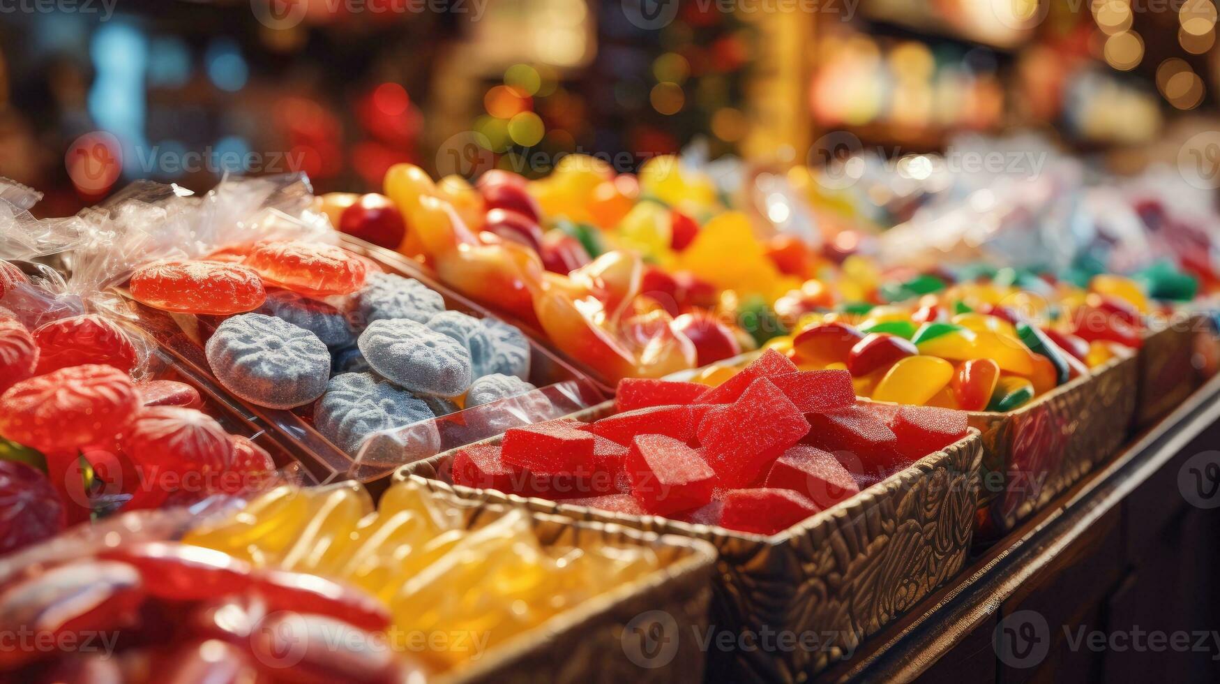 europäisch Weihnachten Märkte, Kauf Süßigkeiten von Markt foto