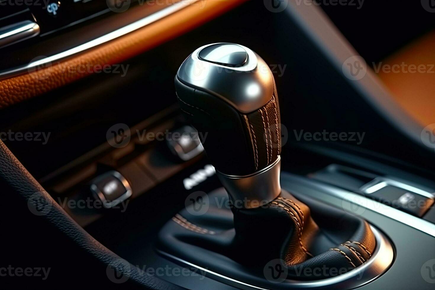 automatisch Auto Innere Einzelheiten Ausrüstung Stock von ein modern Wagen. Nahansicht. generativ ai foto