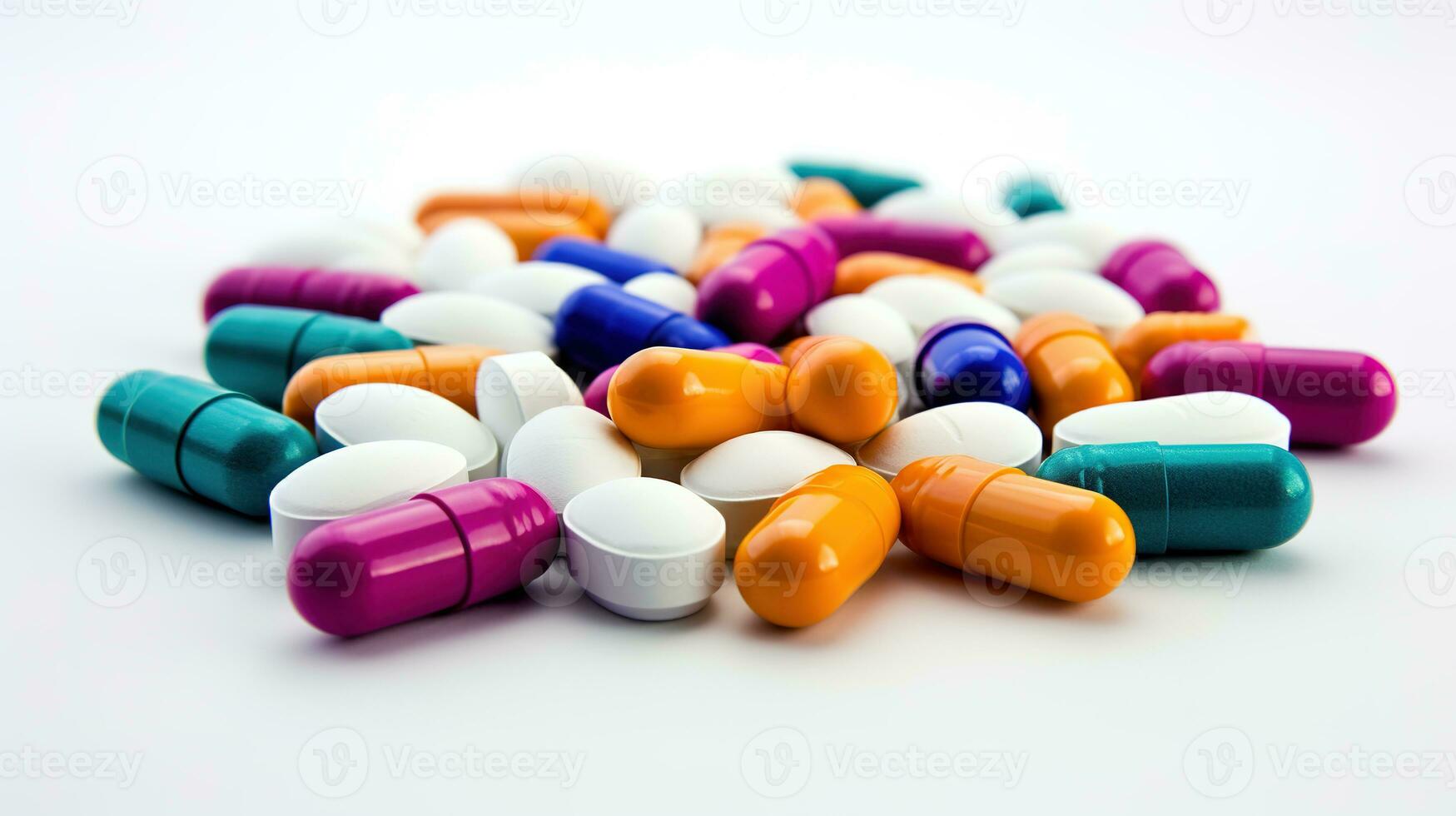 mehrfarbige Pillen auf weißem Hintergrund foto