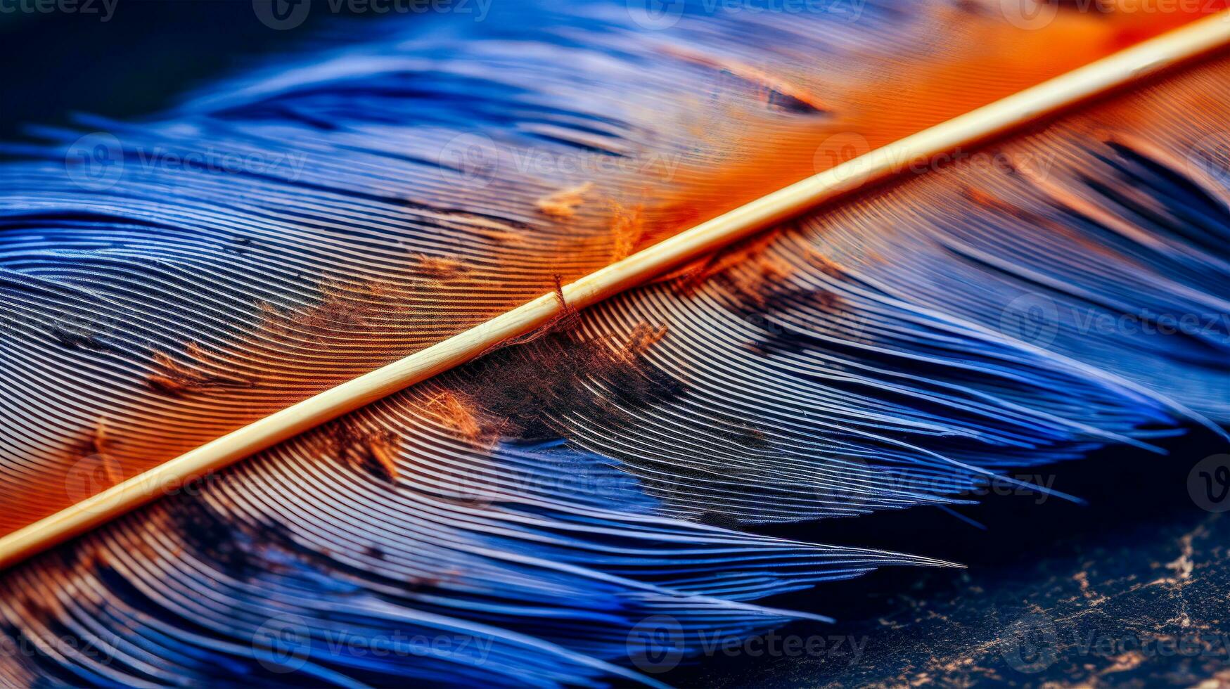 Natur Schönheit ein hell und abstrakt Bild von ein Feder mit bunt Streifen und Wellen ai generativ foto