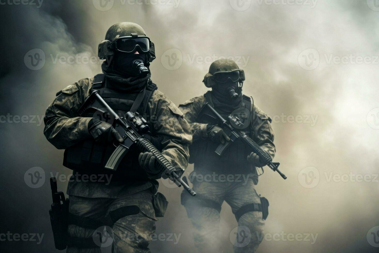 Soldat Besondere Kräfte Rauch. generieren ai foto