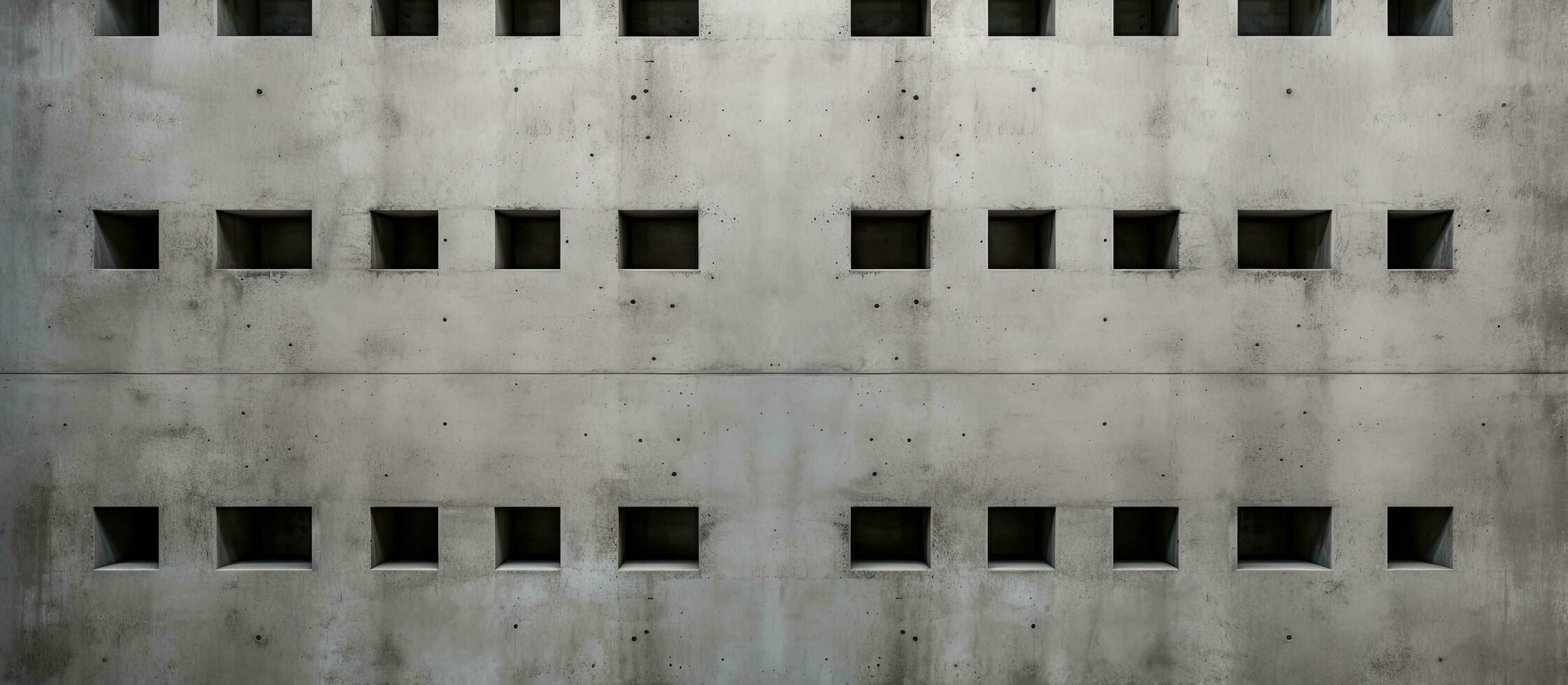 Mauer gemacht von Zement mit identisch rechteckig Öffnungen foto