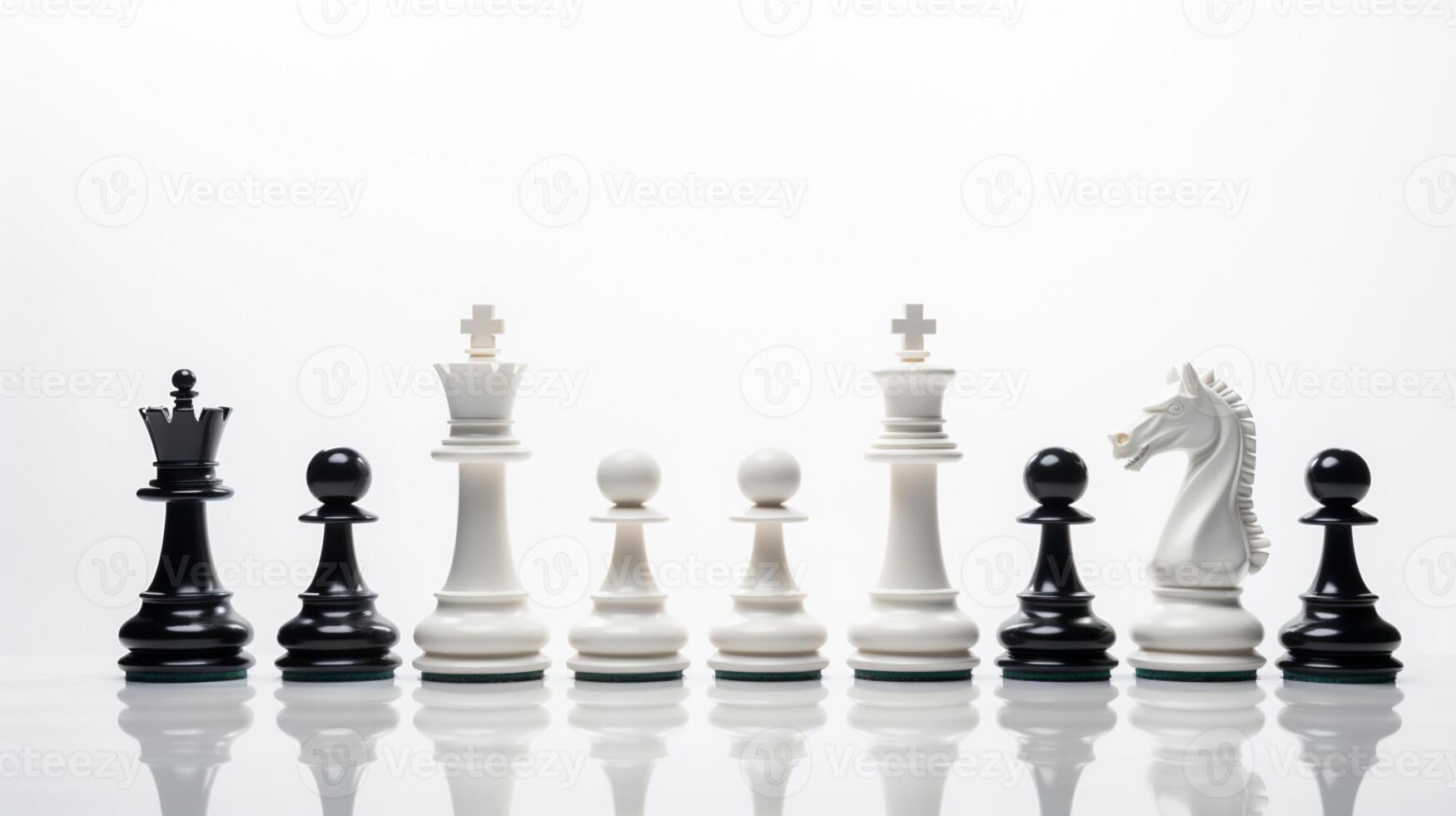 Schach Spiel verwenden Strategien zu Regeln das Planke, Entscheidung Herstellung passen, Schach Stück isoliert auf Weiß Hintergrund, ai generiert foto