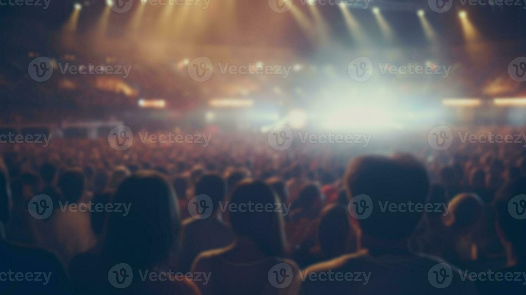 verwischen Menge Publikum Aufpassen Konzert Leben Show im Konzert Halle oder Tagungsort Stadion mit festlich Laser- Beleuchtung. generativ ai foto