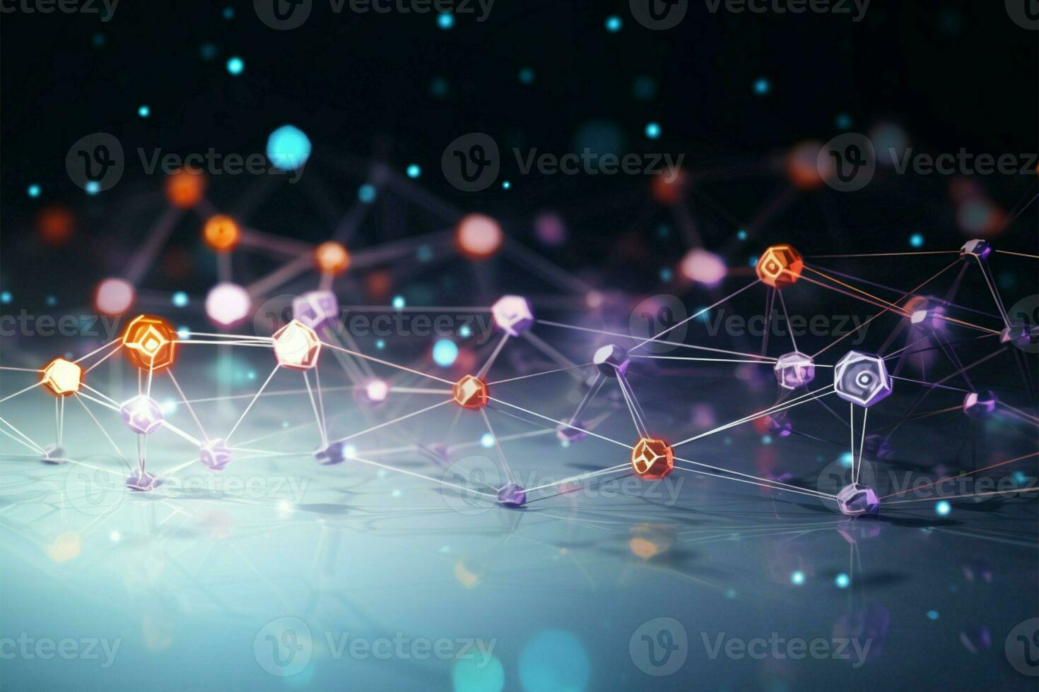 modern medizinisch Konnektivität, abstrakt Moleküle, Technik Symbole, Netzwerk Konzept Illustration ai generiert foto