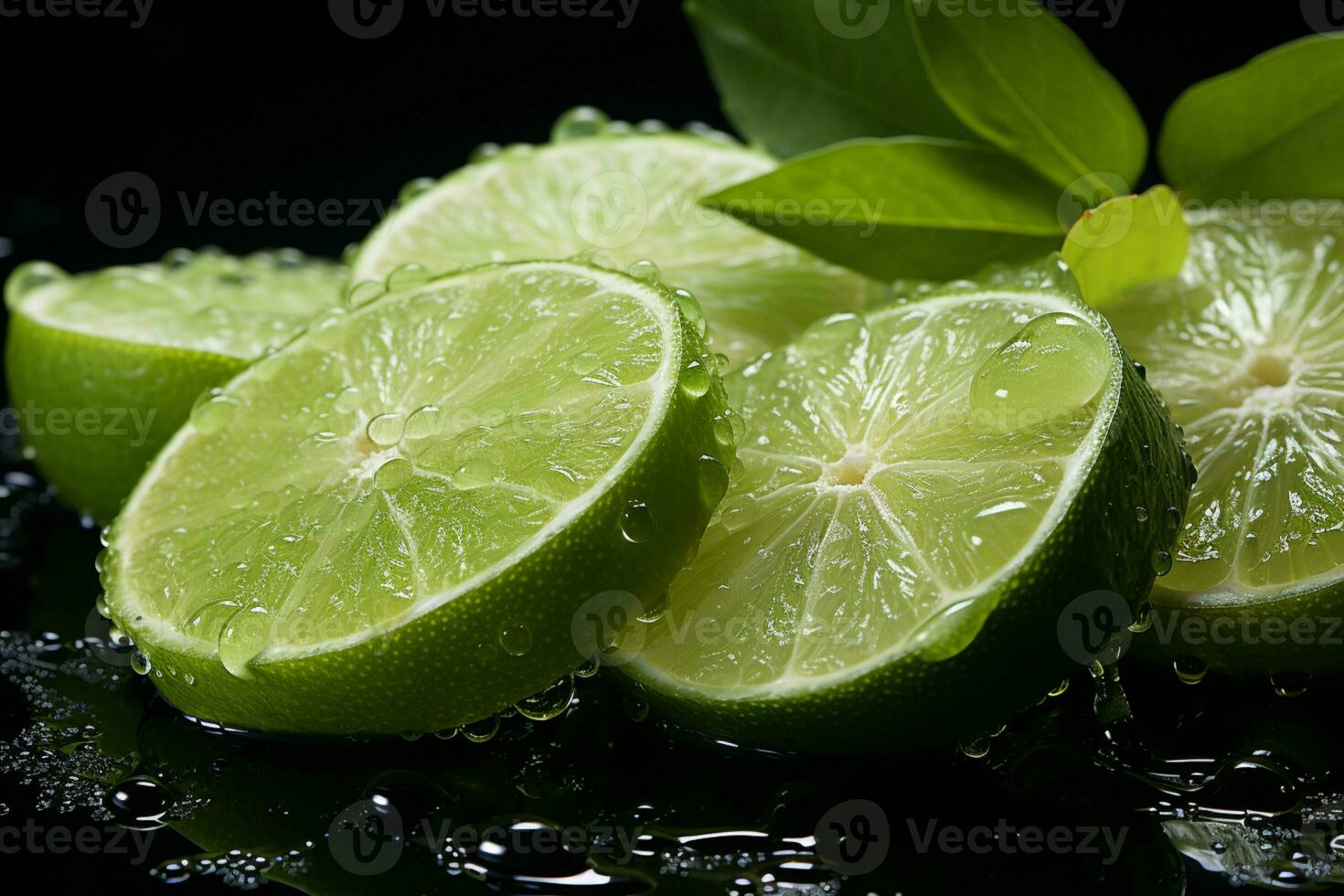 Sommer- Schwingungen, ein erfrischend Limette Scheibe, perfekt zum Essen Fotografie ai generiert foto